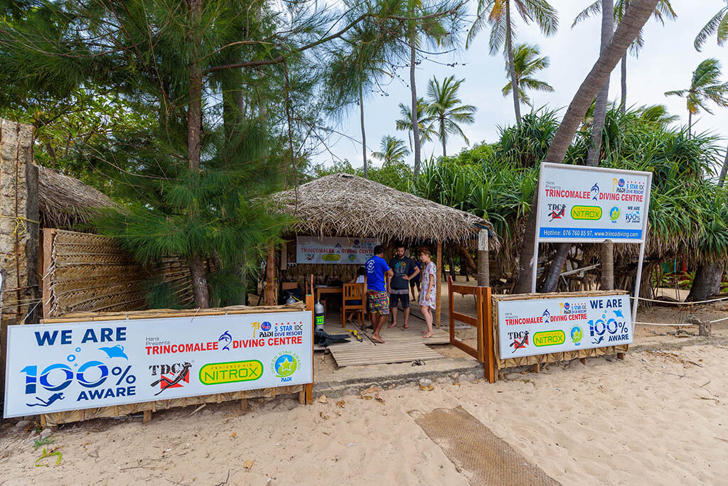 Trincomalee diving centre known as Divinguru Trincomalee, located directly on the Uppuveli Beach in Trincomalee, Sri Lanka