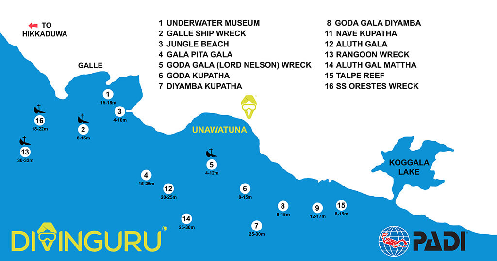 best dive spots and best snorkeling sites in Unawatuna and Galle, south coast of Sri Lanka